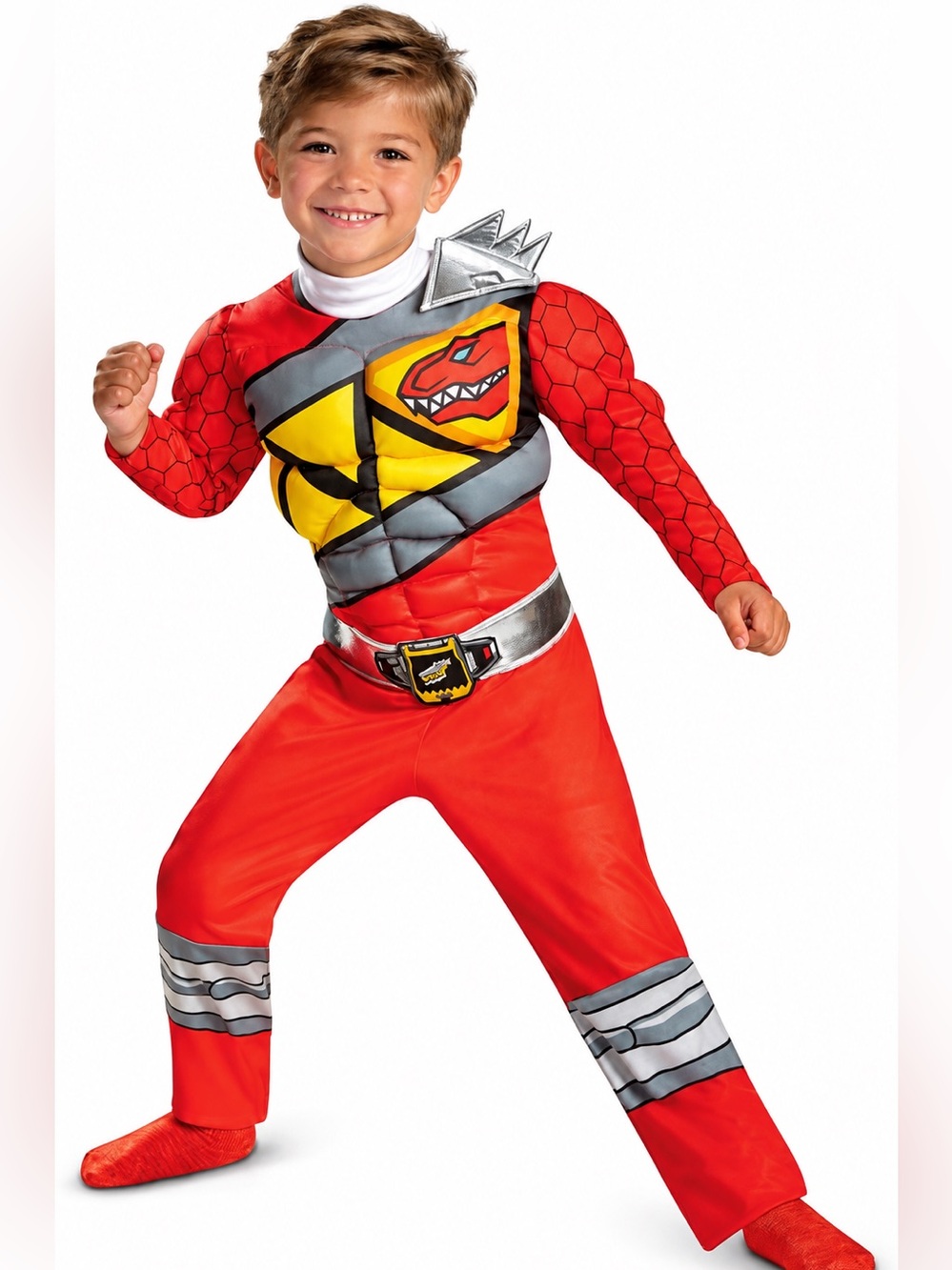 🔴⚡ POWER RANGERS DINO CHARGE RED RANGER MUSCLE COSTUME KIDS MEDIUM 3T-4T ⚡🔴